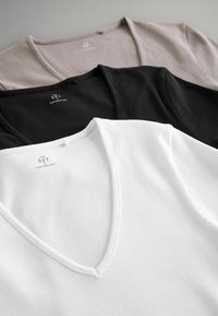 THE SET REGULAR FIT - 3 PACK V-NECK SHORT SLEEVED  - Pamata T-krekls - black white taupe brown