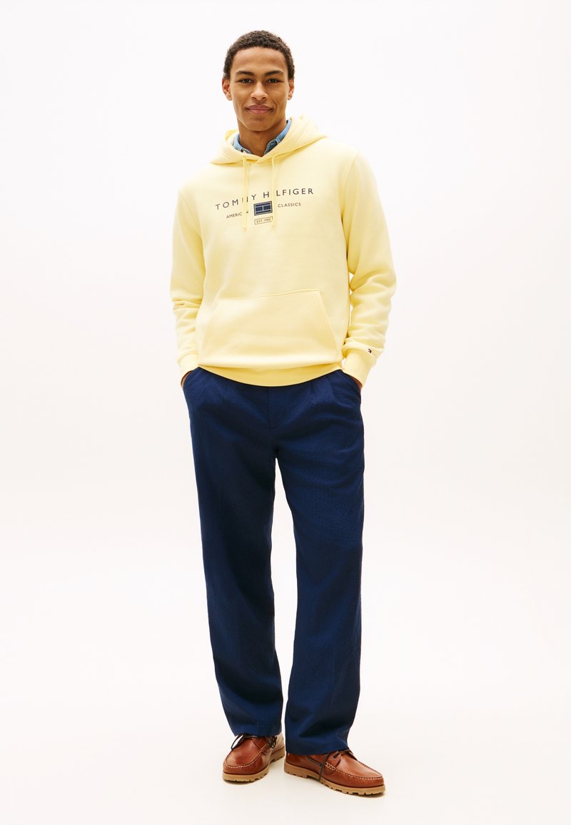 Sweatshirt à Capuche Homme Jaune Rayé - Veste Décontractée Classique Avec Cordon Et Poche