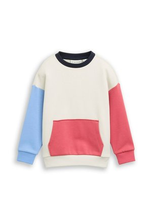 TOM TAILOR TOM TAILOR STRICK & SWEATSHIRTS OVERSIZE SWEATSHIRT MIT KÄNGURUTASCHE - Sweater - greyish white
