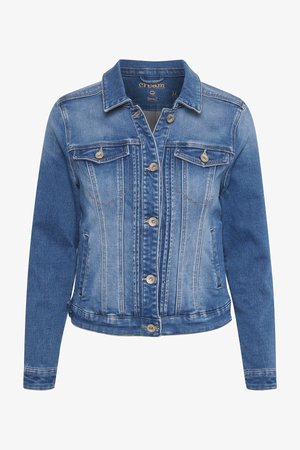 Šviesiai mėlynas džinsinis švarkelis su klasikiniu apykakle, priekiniais mygtukais, dviem krūtinės kišenėmis ir švelniu nudėvėjimu. Turi ilgąsias rankoves ir siuvimo detalių.