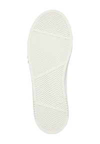 Witte rubberen schoenenzolen met een zigzagprofiel, gladde randen en tekstuursecties voor grip en tractie.