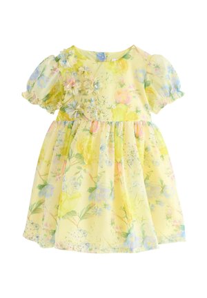 REGULAR FIT - FLOWER CORSAGE - Freizeitkleid - yellow floral print