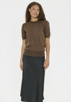 MILASZ SS - T-Shirt basic - fondue fudge melange