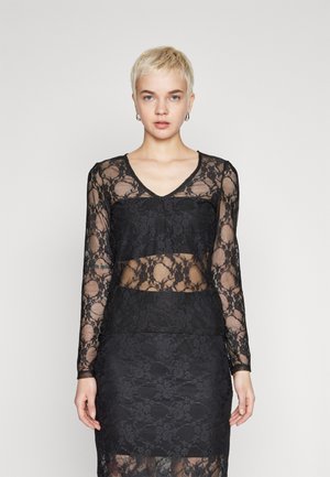 Pieces PCNACY V-NECK TOP  - Μπλούζα με μακριά μανίκια - black