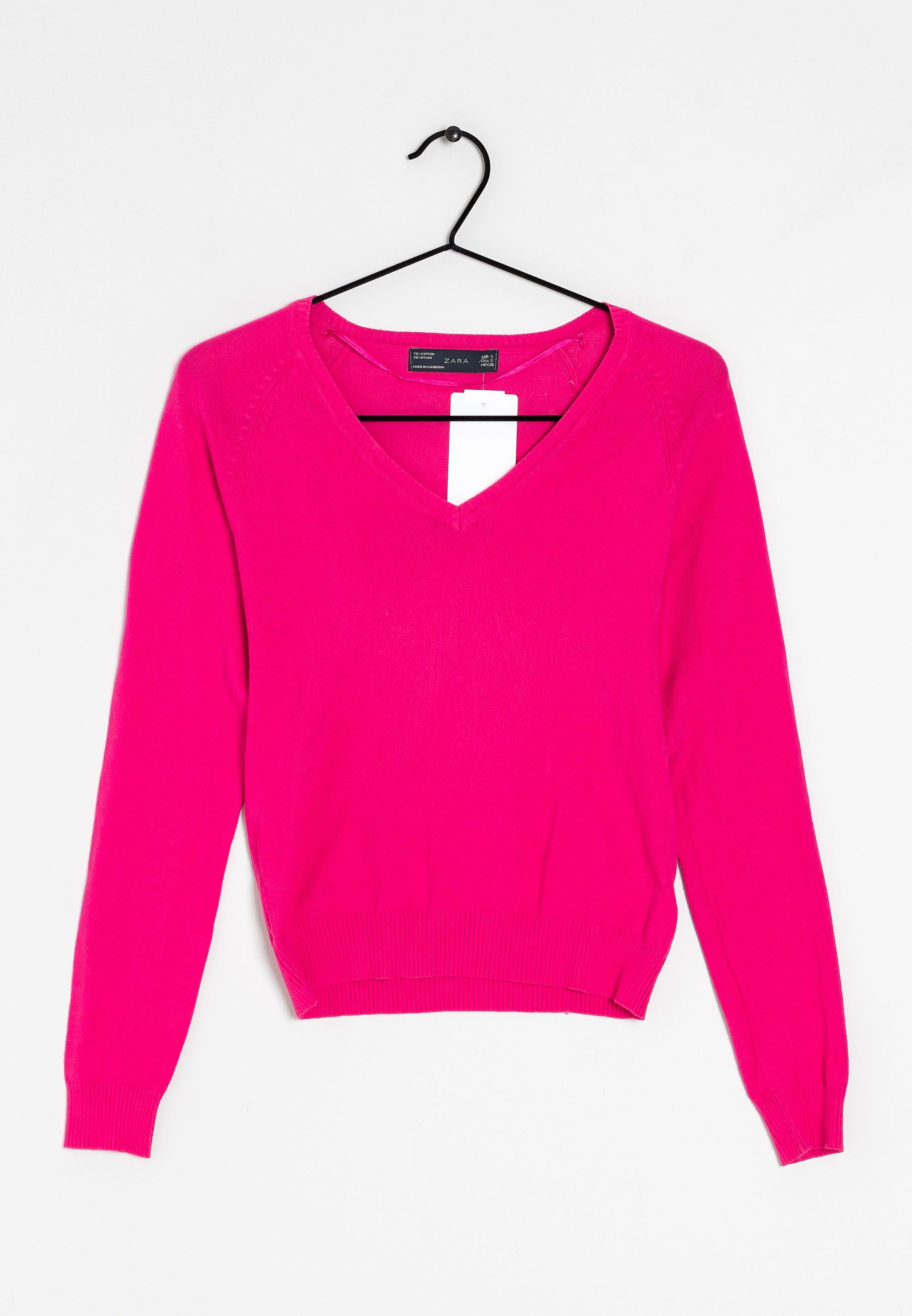 Zara Pink V Neck Sweater Zara Jumper Pink (Pre-owned) Zalando