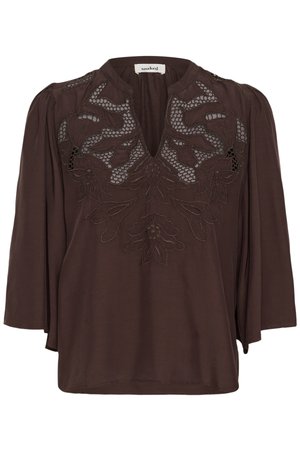 Soaked in Luxury, SLLANTANA EMBROIDERY BLOUSE SS - Bluse - mole