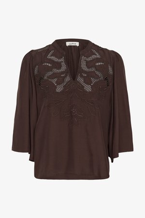 Soaked in Luxury, SLLANTANA EMBROIDERY BLOUSE SS - Bluse - mole