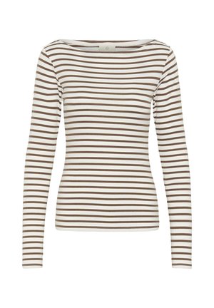 Kaffe, KALIDDY LONG SLEEVE BOATNECK - T-shirt à manches longues - chalk   carafe stripe