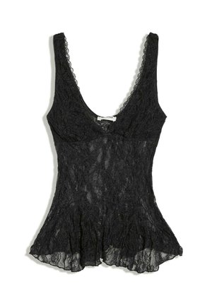 Bershka, STRAPPY WITH LACE - TOP - Blouse - black
