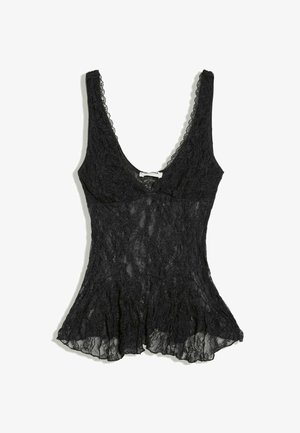 Bershka, STRAPPY WITH LACE - TOP - Blouse - black
