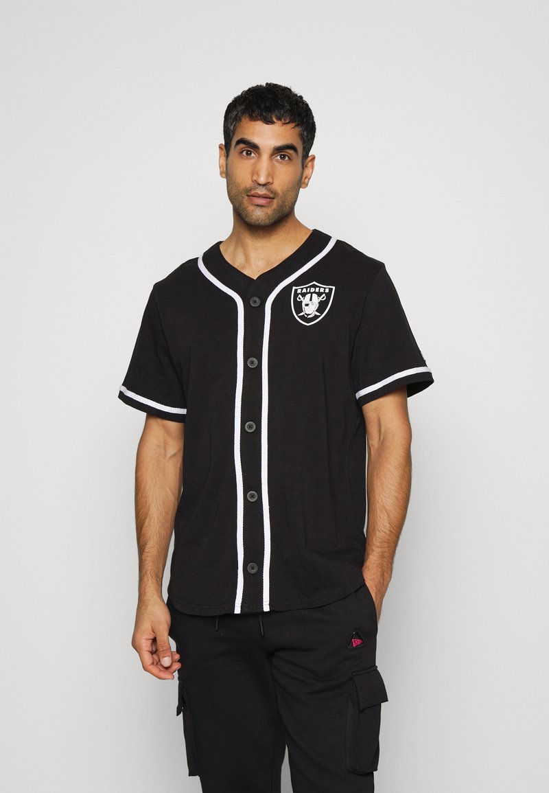 New Era NBA DISTRESSED LOGO BUTTON UP TEE LAS VEGAS RAIDERS - Roupa de discoteca - black