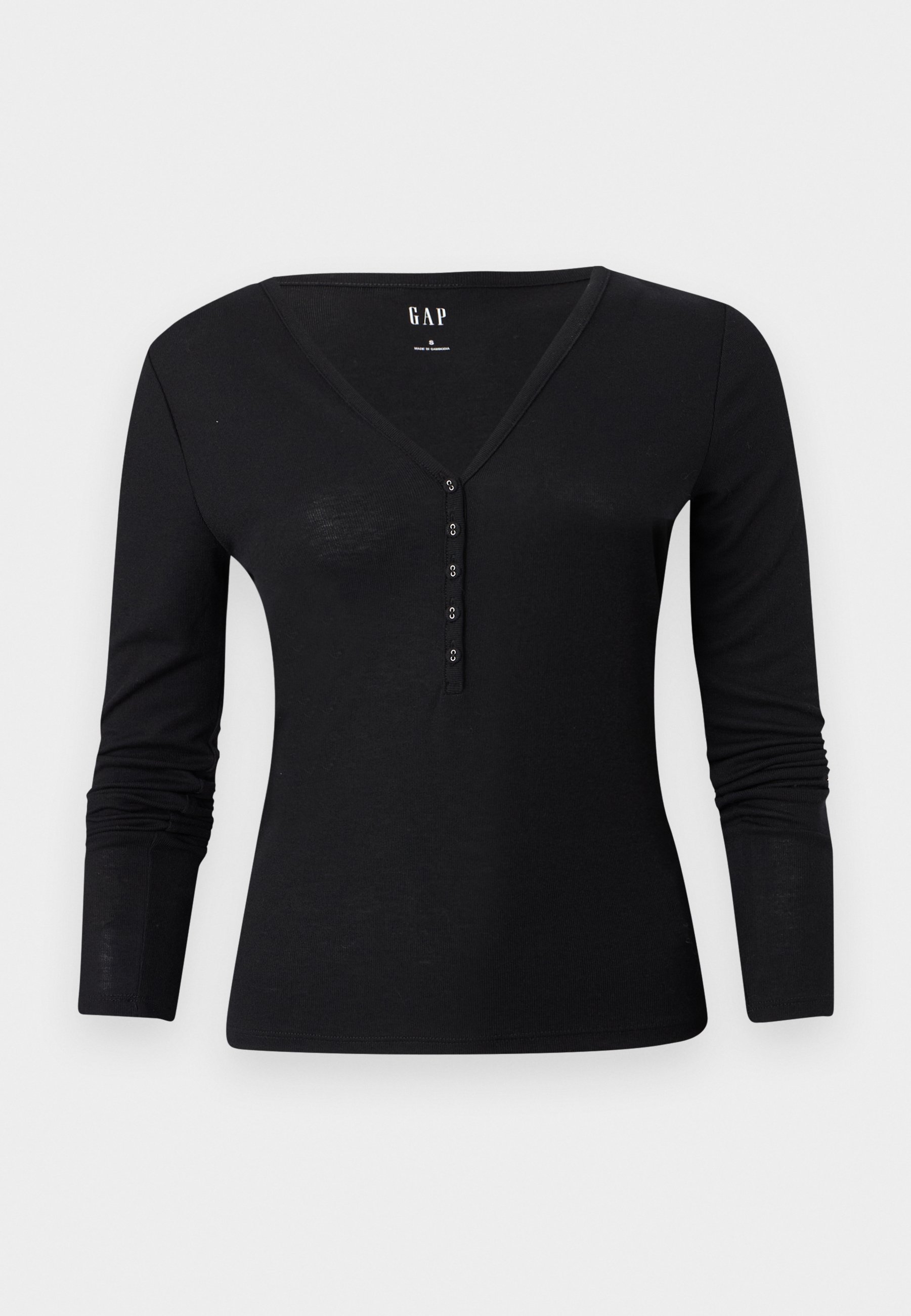 GAP SOFT SHEER HENLEY - Top s dlouhým rukávem - black