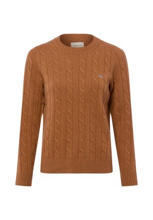 CABLE C-NECK - Pullover - cognac