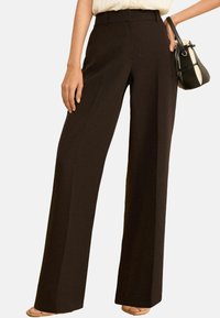 PETITE FIT HIGH WAIST WIDE LEG TAILORED - Püksid - black