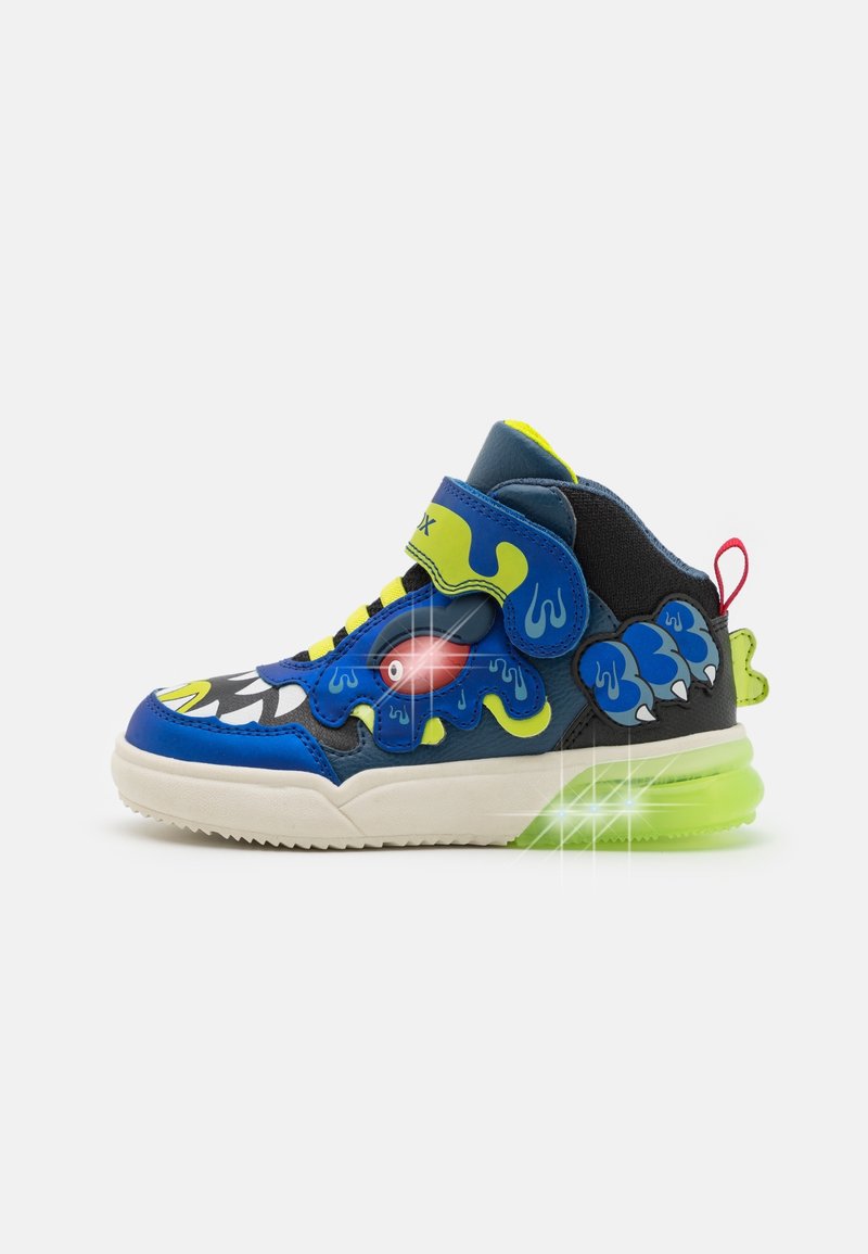 Geox GRAYJAY LIGHT UP BOY - Höga sneakers - royal/lime