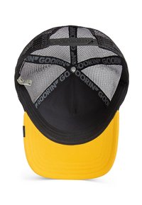 Crna i žuta mrežasta baseball kapa s podesivom trakom i brendiranim unutarnjim oblogom "GOORIN".