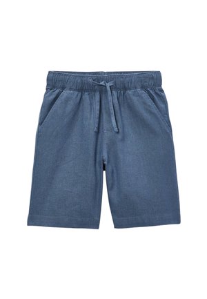 Short bleu casual avec taille élastique et cordon, avec poches latérales et coupe ample.