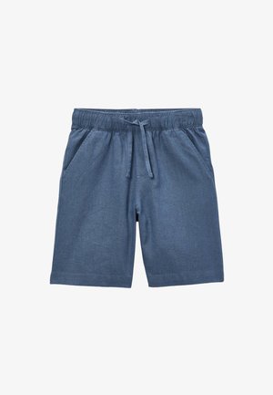 Short bleu casual avec taille élastique et cordon, avec poches latérales et coupe ample.
