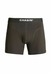 Crne bokserice s zelenim šavovima i crnim pojasom na kojem stoji tekst "CHASIN'" u bijelom. Mekani, rastezljivi materijal koji se dobro prilagođava tijelu.