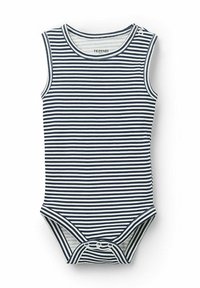 Niewybrane, blau y stampa riga bianco blu