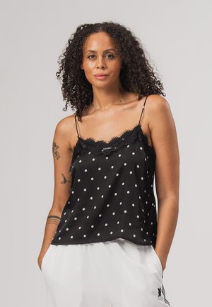 Karo Kauer Label, BEKLEIDUNG SATIN LACE TOP DOTS - Top - black