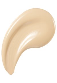 Crème beige avec une forme lisse, brillante et fluide, dotée d'une texture légèrement en relief, adaptée à une application cosmétique.