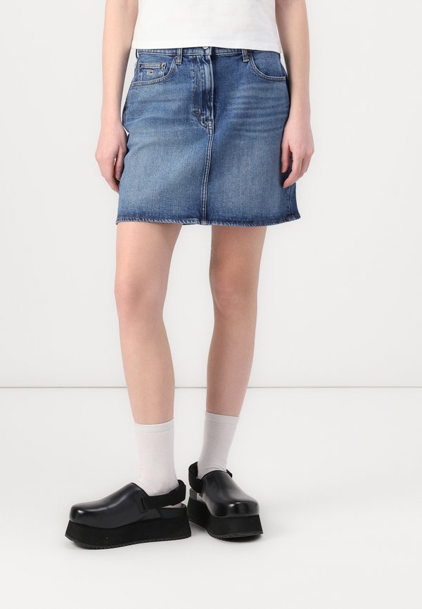 MOM SKIRT - Denim skirt - denim medium