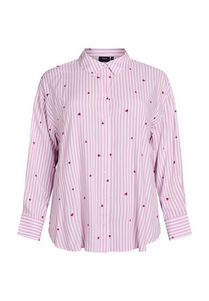 Zizzi Button-down blouse - mauve mist stripe