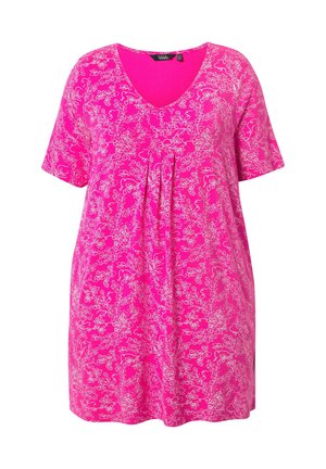 Ulla Popken, VINEWORK SHORT SLEEVE PLEATED  - Printtipaita - magenta pink