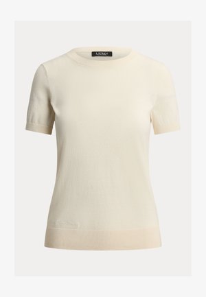 Lauren Ralph Lauren, COTTON MODAL SHORT SLEEVE - Lihtne T-särk - mascarpone cream