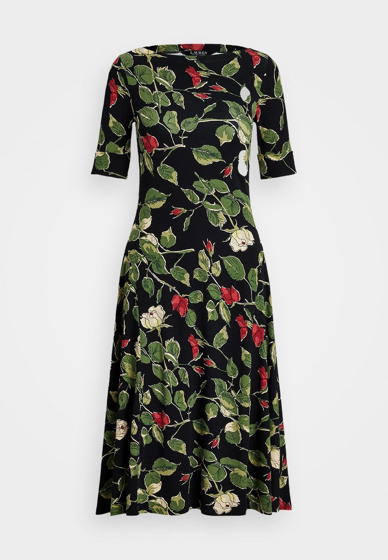 Lauren Ralph Lauren FLORAL STRETCH COTTON MIDI DRESS - Jersey dress - black  multi/black - Zalando