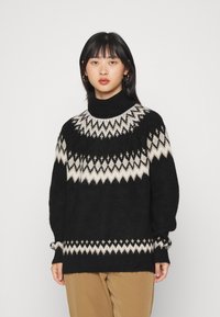 ONLY Petite ONLMARJANA HIGHNECK - Camisola - black/pumice stone/taupe gray