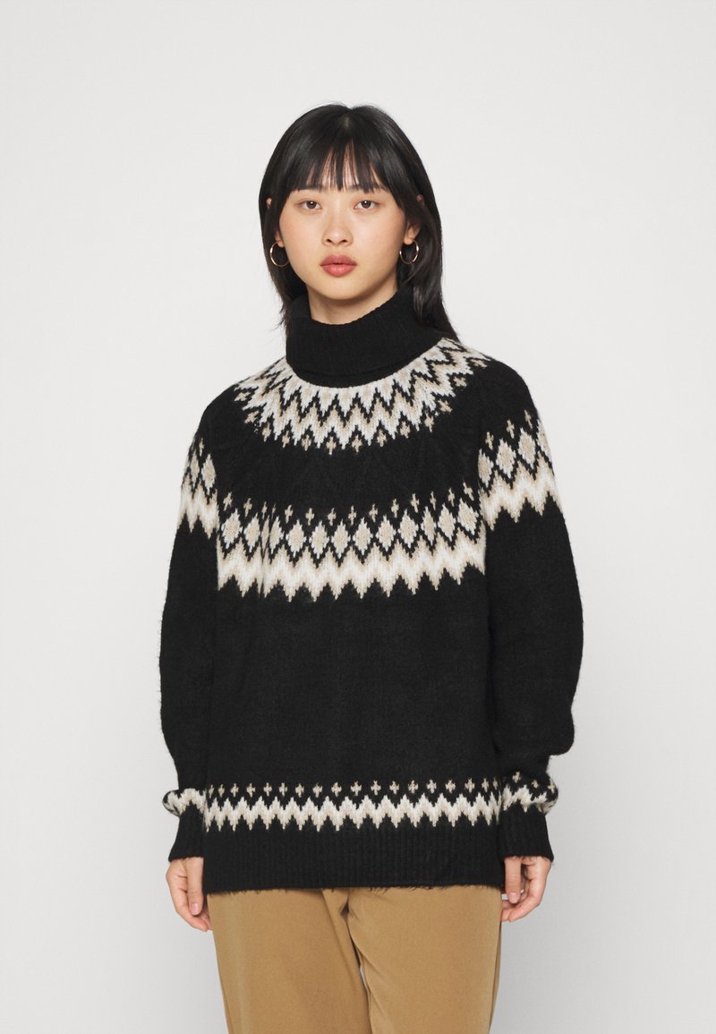 ONLY Petite ONLMARJANA HIGHNECK - Camisola - black/pumice stone/taupe gray