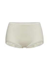 Beige bomulds hipster trusser med en blød tekstur, elastisk talje og sømløse kanter. Simpelt og enkelt design uden mønstre.