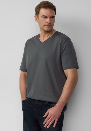 s.Oliver MIT V-AUSSCHNITT UND DEZENTEM LOGO - T-shirt basic - schiefergrau