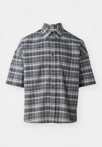 OVERSIZED CHECK SHORT SLEEVE - Shirt - grey