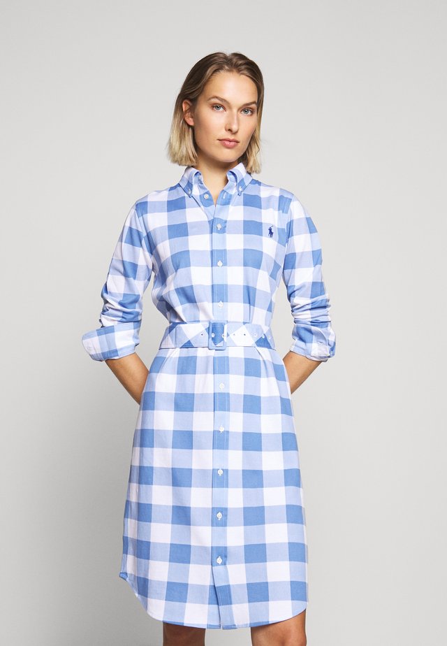HEIDI LONG SLEEVE CASUAL DRESS - Shirt dress - blue/white