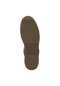 Brown rubber sole with textured ridges and a rounded toe, featuring a smooth edge. Designed for stability and grip on various surfaces.
