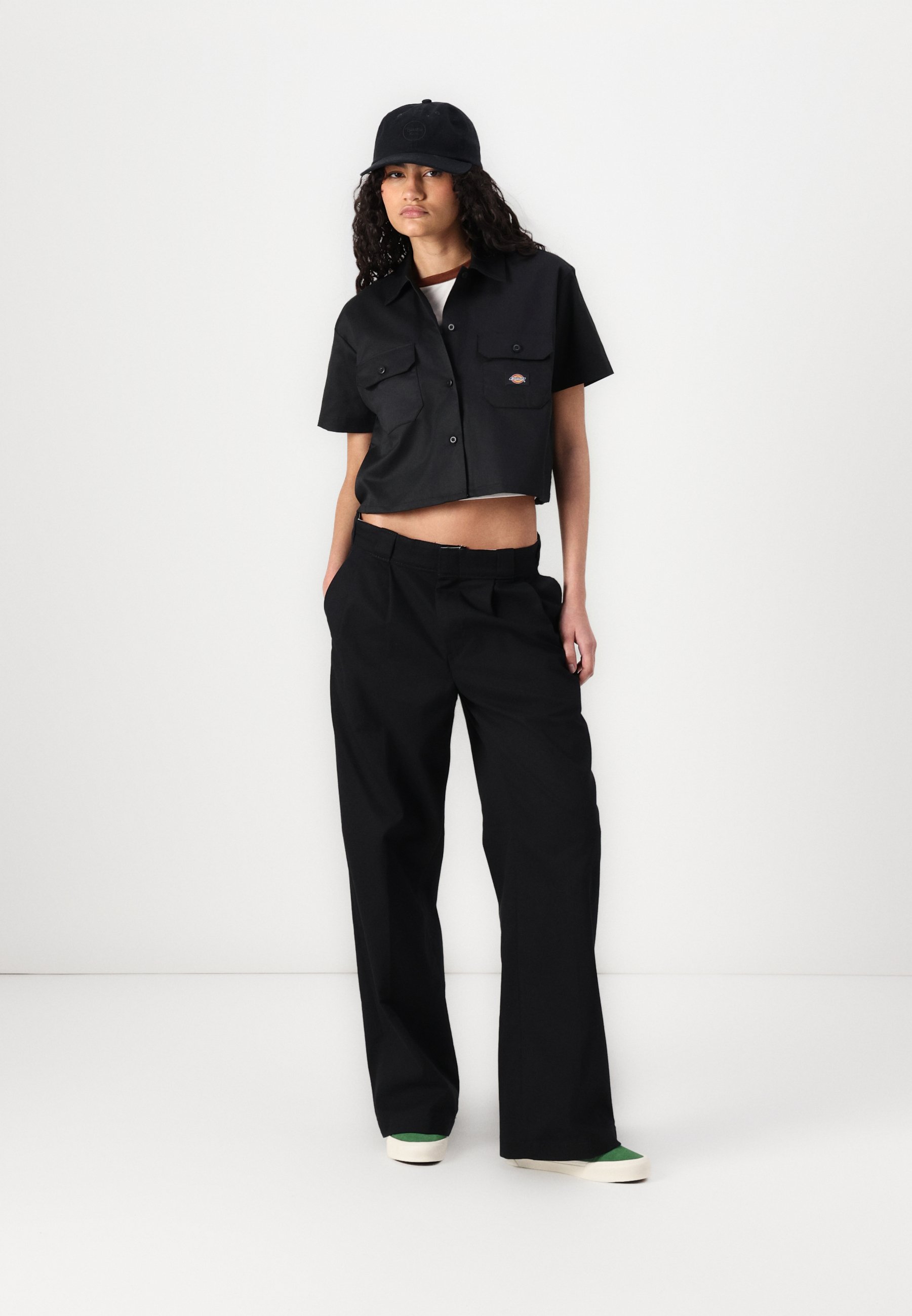 Dickies WORK SHIRT CROPPED - Button-down blouse - black
