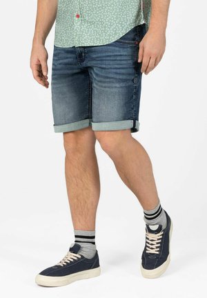MIT AUFGEROLLTEM SAUM UND FÜNF TASCHEN - Jeans Shorts - blau