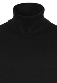 Schwarzer Rollkragenpullover aus geripptem Strickstoff, mit figurbetontem Schnitt und hohem, strukturiertem Kragen für angenehmen Tragekomfort.
