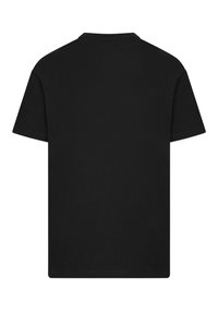 Sort kortærmet T-shirt lavet af bomuld, med rund hals og et ensartet design uden grafik eller udsmykninger.