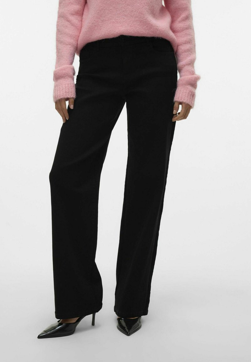 Vero Moda VMELLY WEITER BEINSCHNITT - Jeans a zampa - black