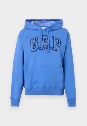 Felpa con cappuccio blu con tasca frontale a marsupio e logo "GAP" in grandi lettere grassetto sul petto