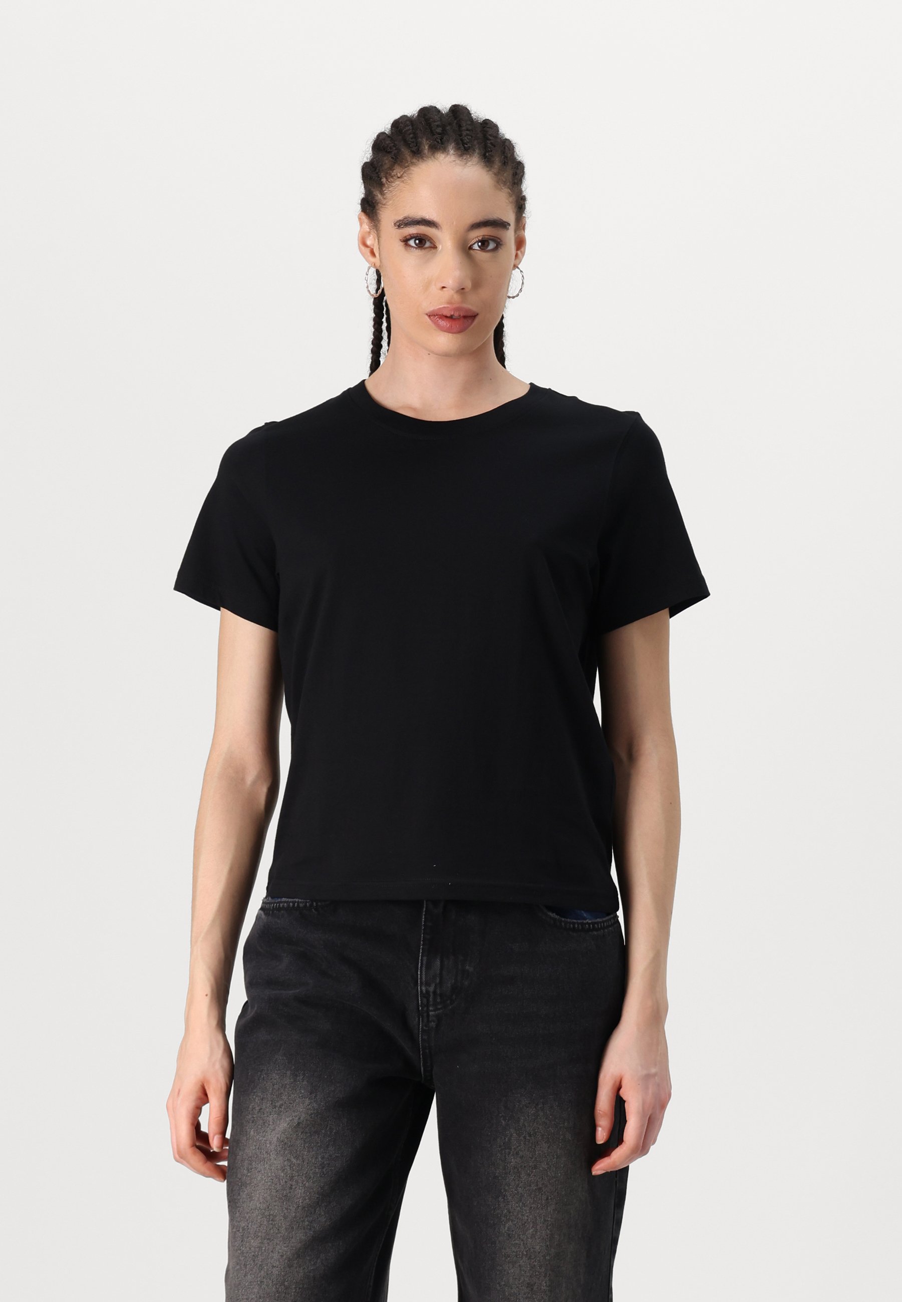 売れ筋商品|||ウィークデイ Tシャツ レディース トップス ESSENCE  - Basic T-shirt - black Weekday Essence standard t-shirt in black | ASOS