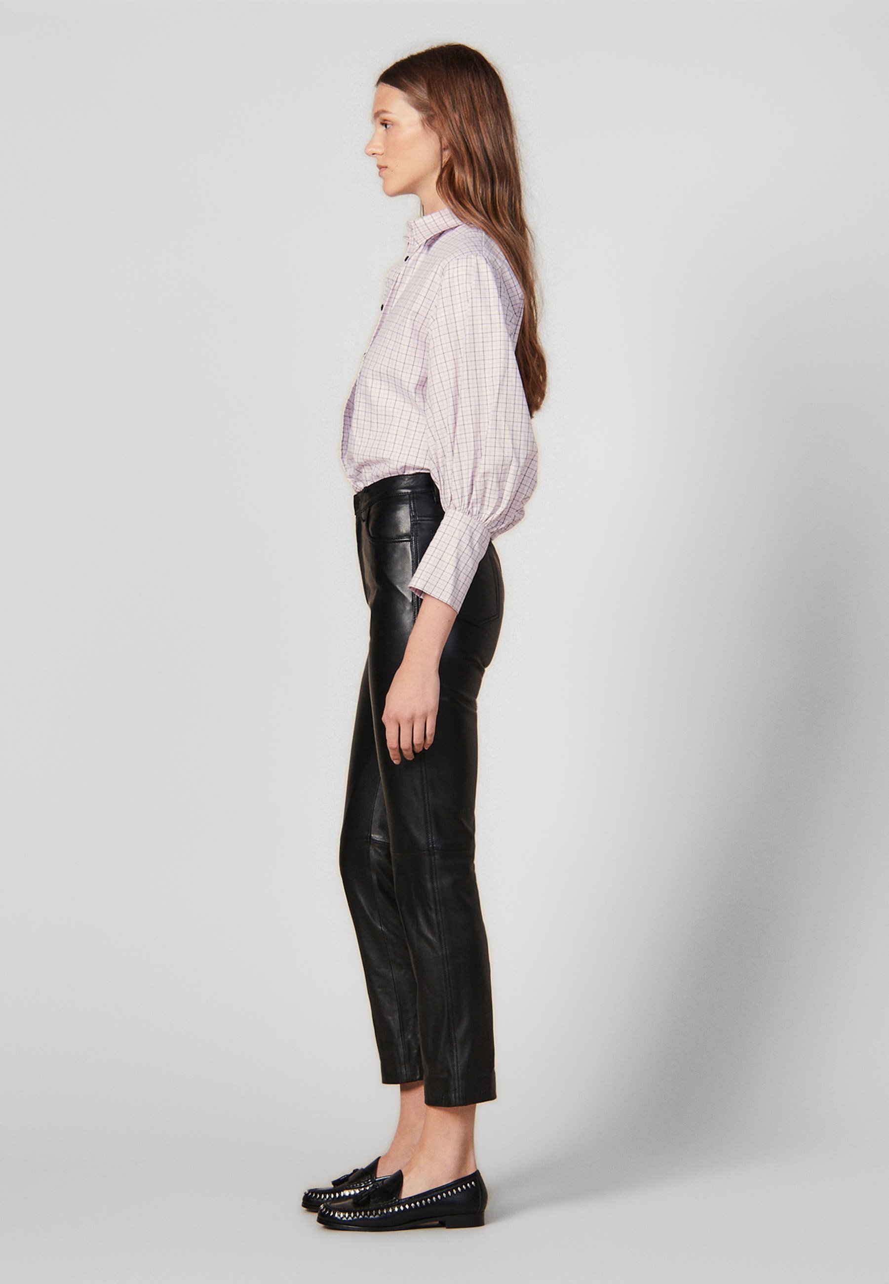 sandro LEATH - Leren broek - black/Zwart - Zalando.nl