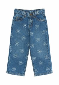 Sinised denim püksid, millel on heledama sinise värviga tähesädemete muster. Omab tavalist vööd ja viit taskut.