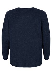 Marinblå oversized tröja med rund hals, långa ärmar och en strukturerad stickad design med en avslappnad passform.