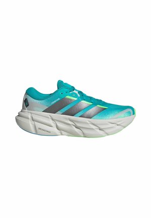 Lyseblå Adidas løbesko med grå striber og tyk hvid sål mærket Dreamstrike, vist i sideprofil på hvid baggrund.