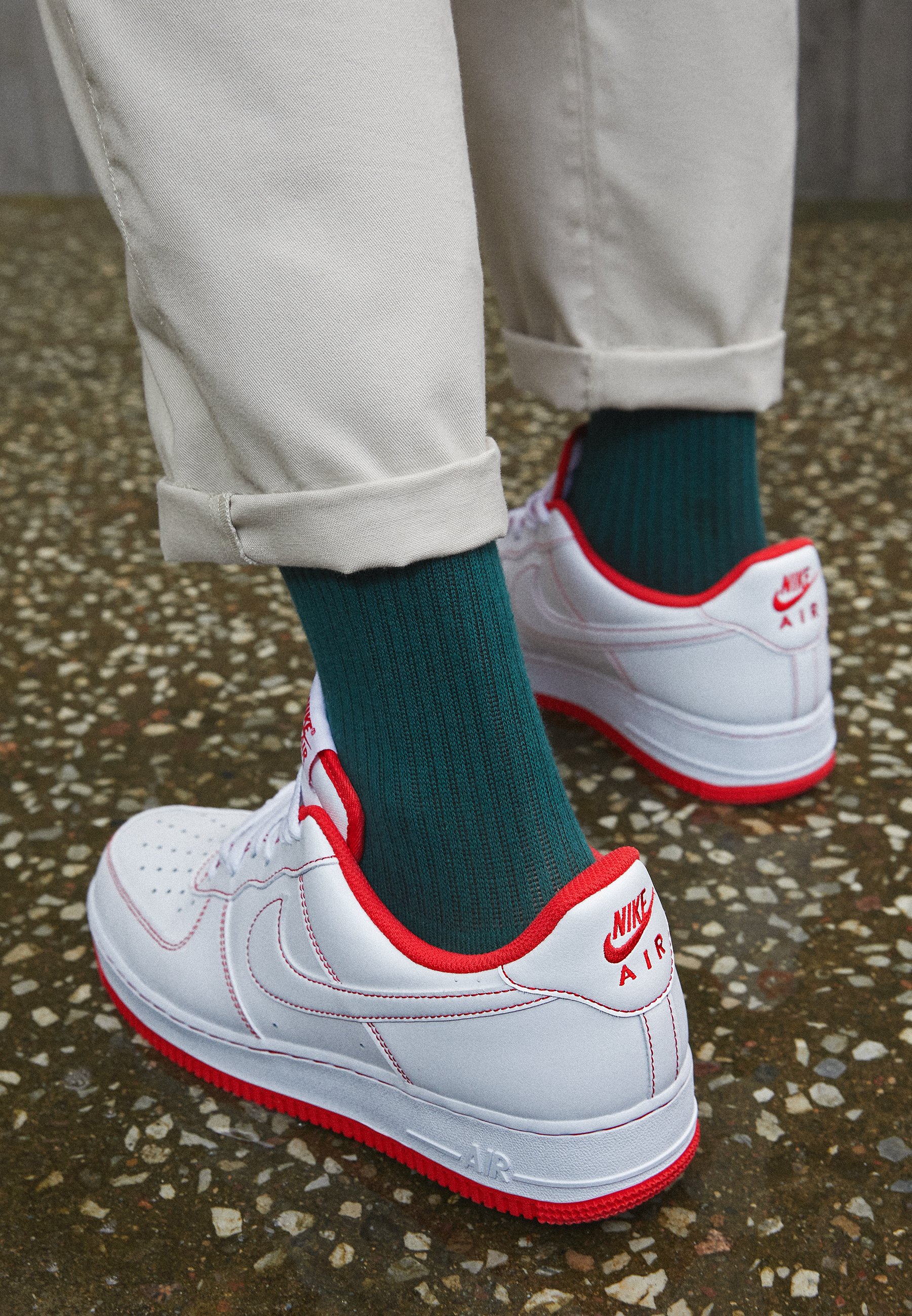 Nike air force 1 stitch red Clearance